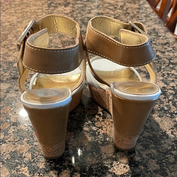 Marc Fisher Cream and Brown Women's Wedges - Picture 3 of 6